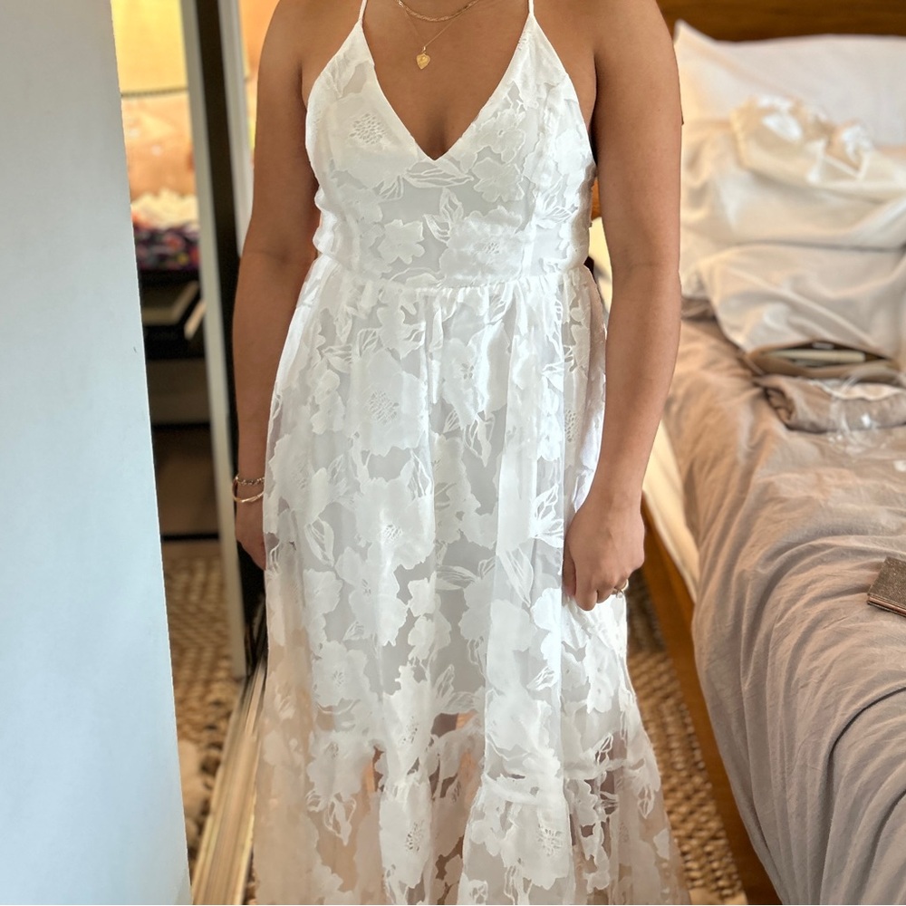 White Floral Halter Dress